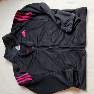 Adidas, Athletic Kids Lightweight Fall, Spring, Black and Pink Jacket Sz 10/12